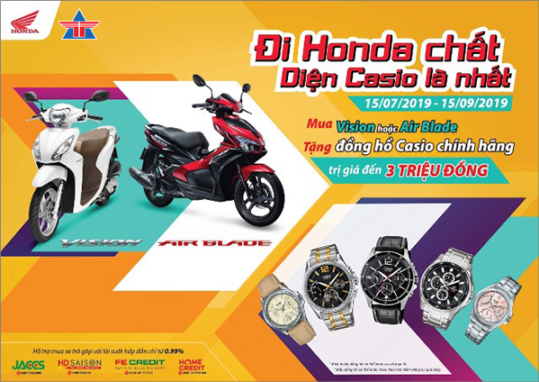 Khuyến mãi cực HOT: ?Đi Honda chất, diện Casio là nhất?