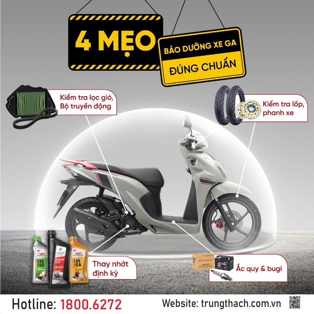 4 MẸO BẢO DƯỠNG XE GA ĐÚNG CHUẨN