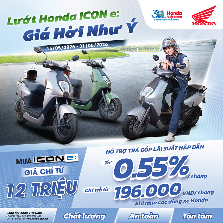 Lướt Honda ICON e: – Giá hời như ý, ưu đãi đến 8 triệu đồng